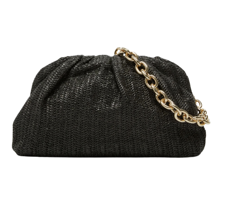 Black Raffia Slouchy Clutch